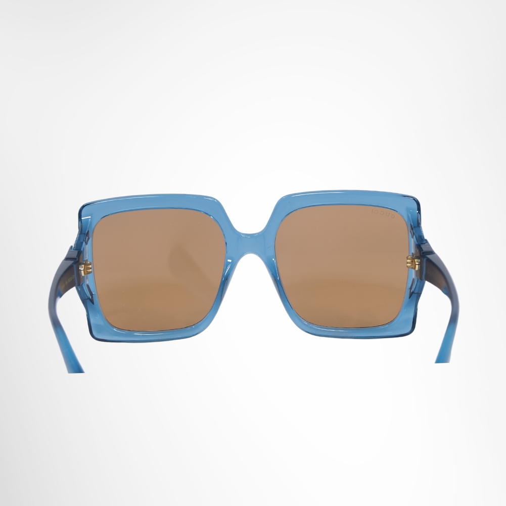Gucci Preowned Luxury GG0876S Blue Acetate Sunglasses Inside View - Antonio & Co.