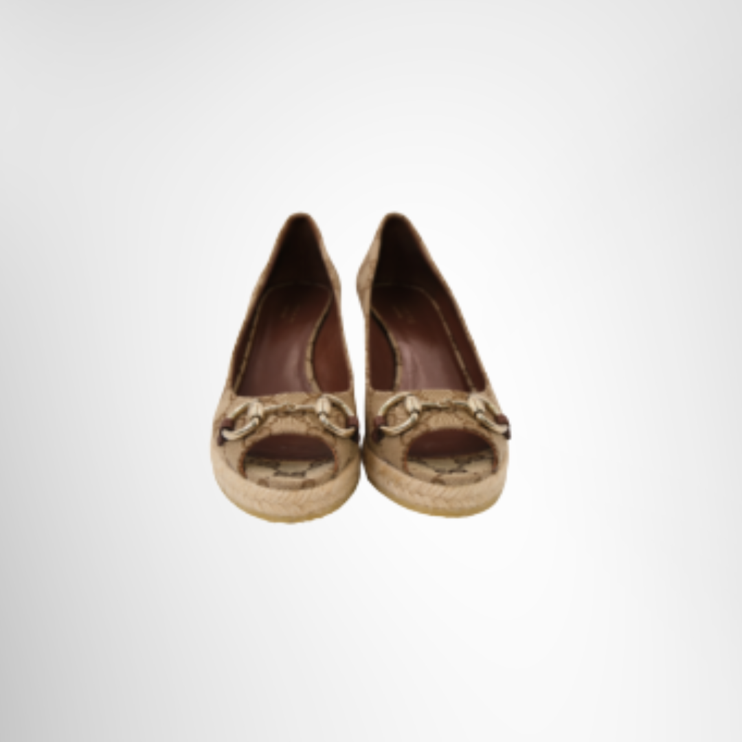Gucci Preowned Luxury GG Canvas Wedge Espadrille Shoes Front Page - Antonio & Co.