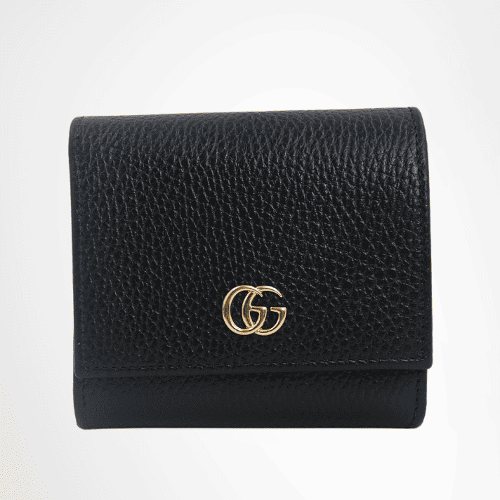 Gucci GG Marmont Leather Compact Wallet – Black / Red