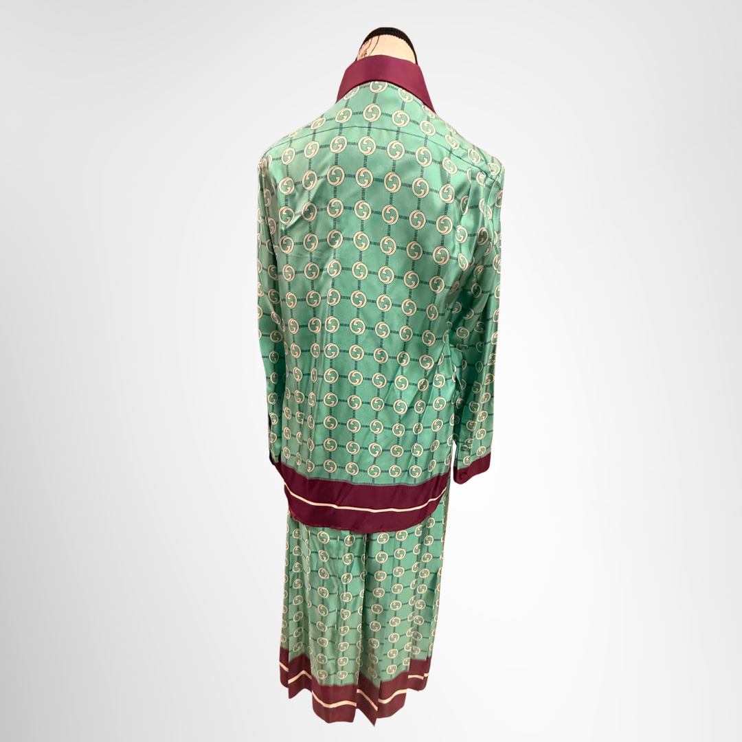 Gucci Preowned Luxury Interlocking G Print Silk Shirt Back View