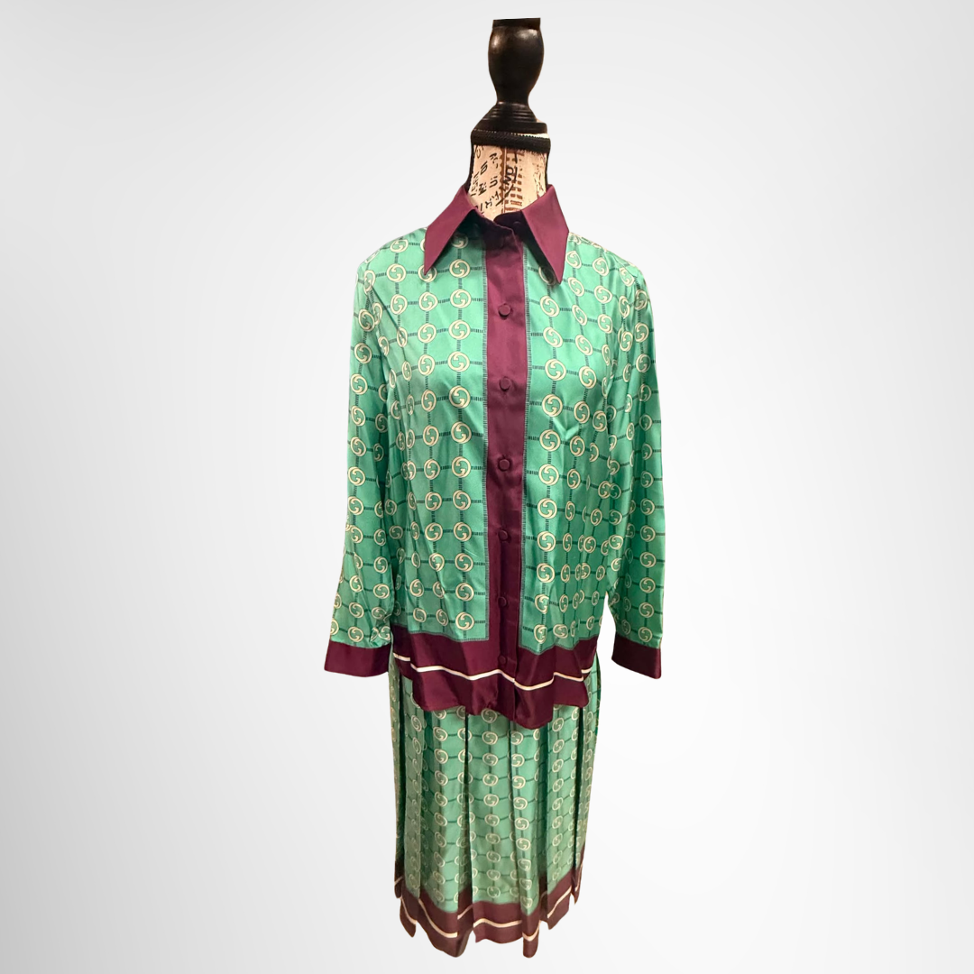 Gucci Preowned Luxury Interlocking G Print Silk Shirt Front View