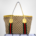 Gucci Preowned Luxury Jolie Web GG Canvas Tote Bag in Yellow Back View - Antonio & Co.