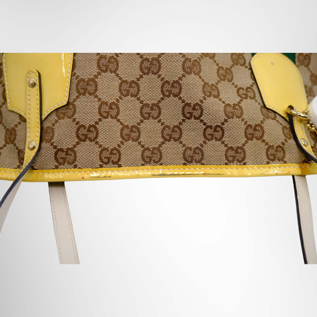 Gucci Preowned Luxury Jolie Web GG Canvas Tote Bag in Yellow Discoloration - Antonio & Co.