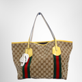 Gucci Preowned Luxury Jolie Web GG Canvas Tote Bag in Yellow Front Page - Antonio & Co.