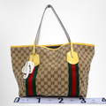 Gucci Preowned Luxury Jolie Web GG Canvas Tote Bag in Yellow Front View - Antonio & Co.
