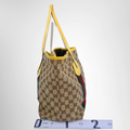 Gucci Preowned Luxury Jolie Web GG Canvas Tote Bag in Yellow Side View - Antonio & Co.