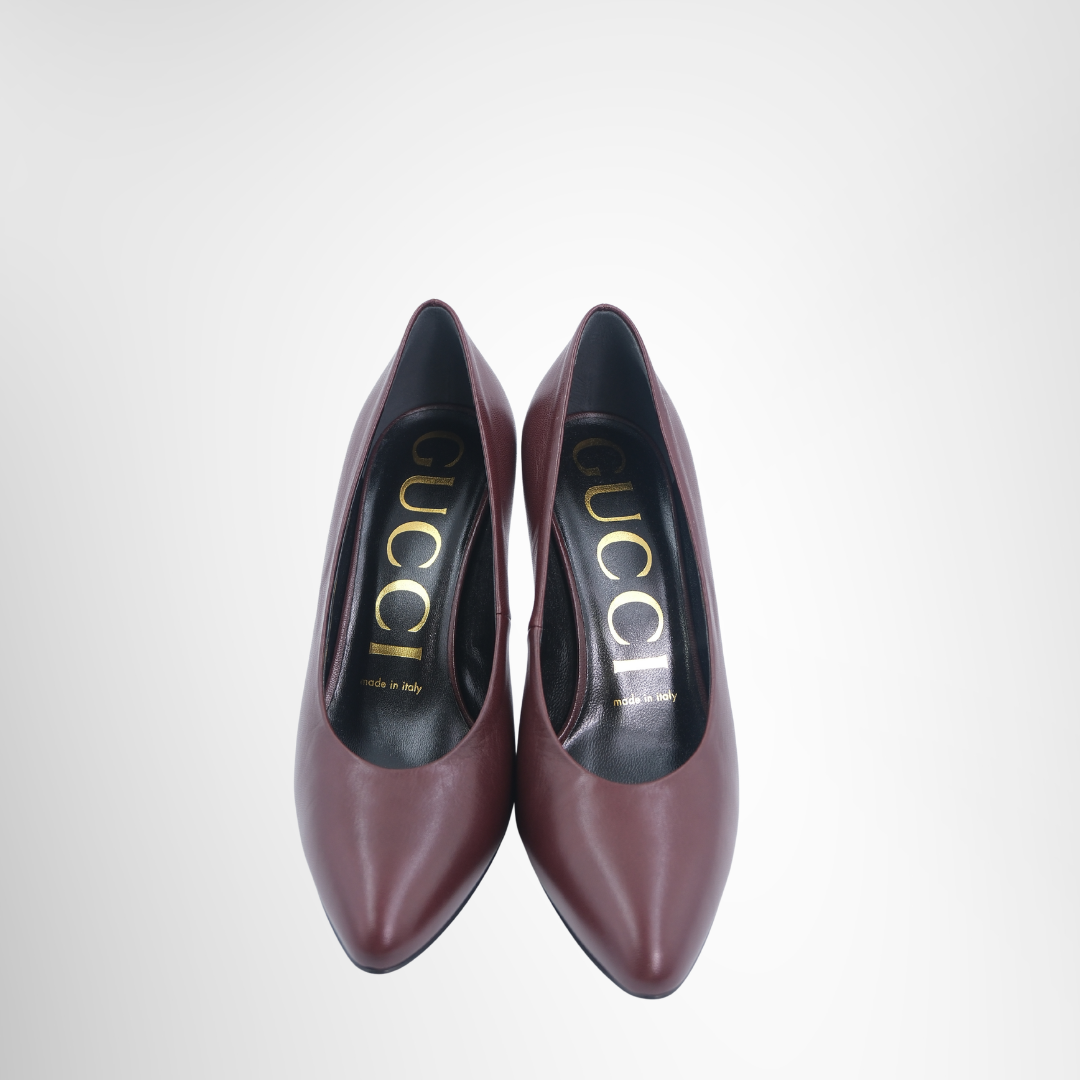 Gucci Preowned Luxury Pumps Bordeaux Pumps Front View