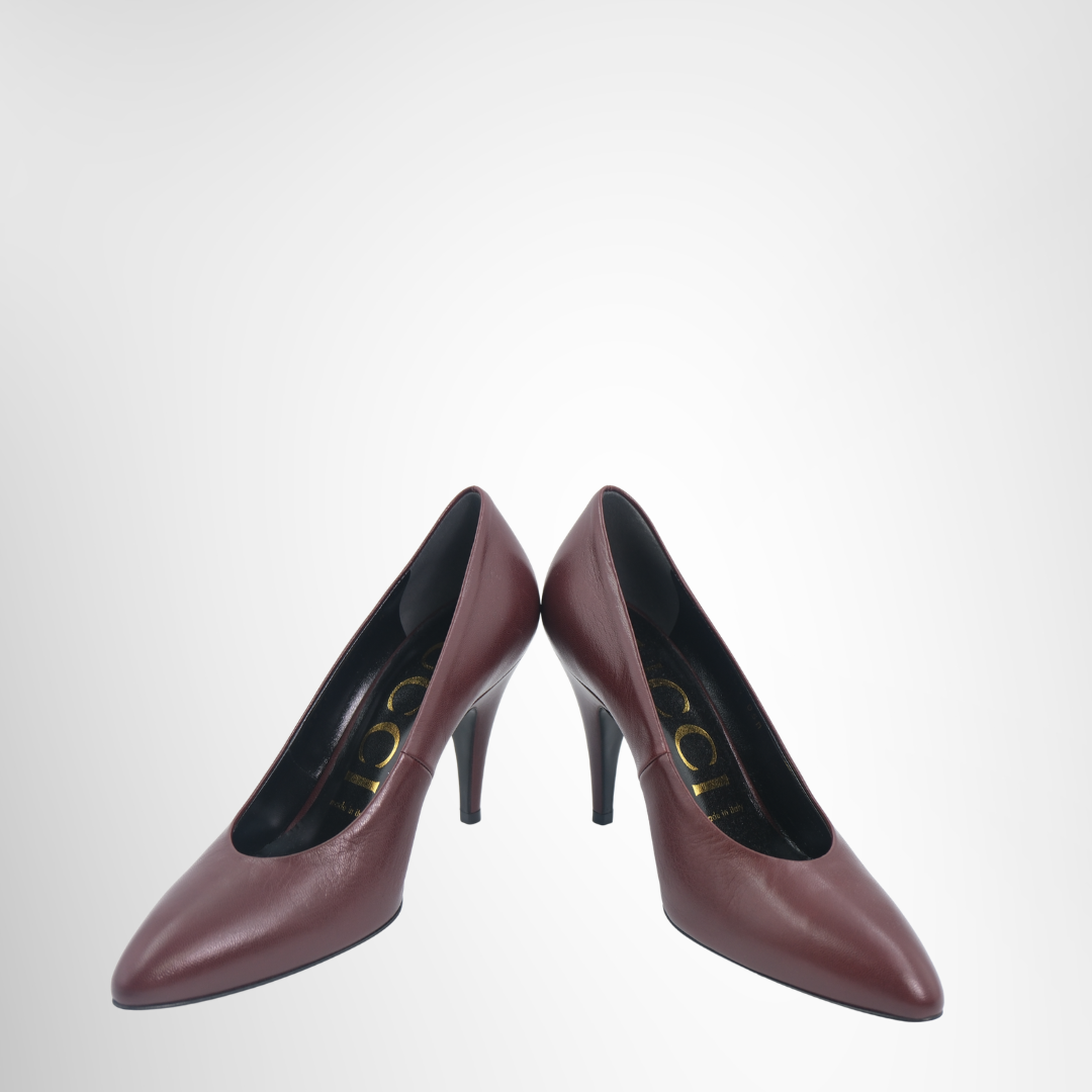 Gucci Preowned Luxury Pumps Bordeaux Pumps Front View 2