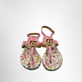 Gucci Preowned Luxury Sandal Double G Floral Print Leather Thong Sandal Front View