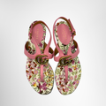 Gucci Preowned Luxury Sandal Double G Floral Print Leather Thong Sandal Top View