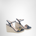 Gucci Preowned Luxury Sandals GG Leather Wedge Espadrille Side View