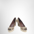 Gucci Preowned Luxury Shoes Canvas Wedge Front View 2