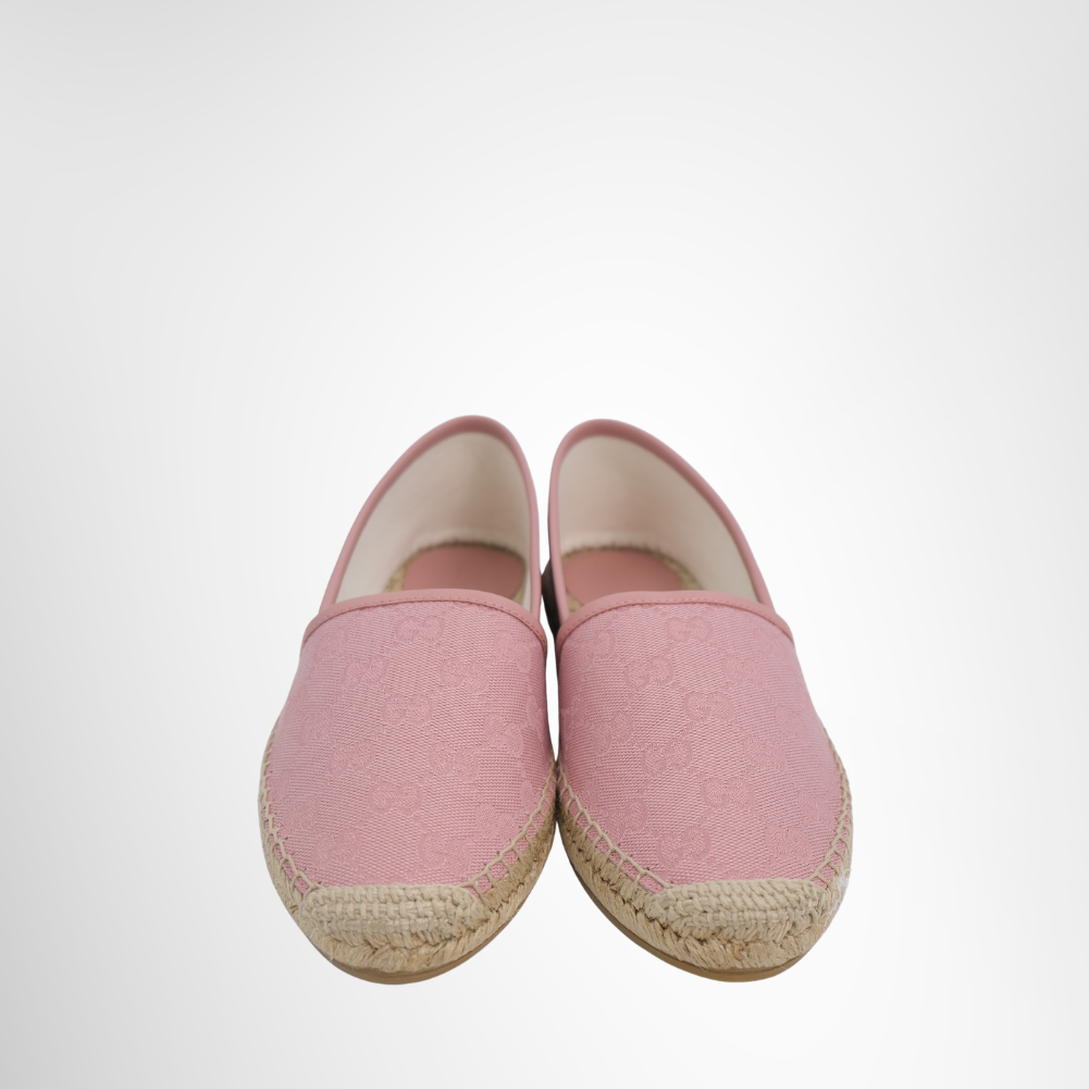 Gucci Preowned Luxury Shoes GG Canvas Espadrilles in Pink Front View