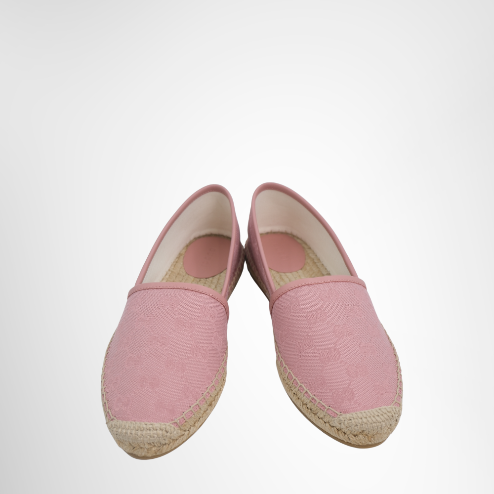 Gucci Preowned Luxury Shoes GG Canvas Espadrilles in Pink Front View 2