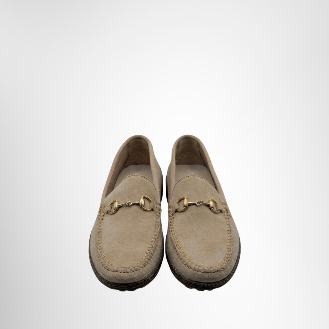Gucci Preowned Luxury Shoes Horsebit Suede Driver Front View