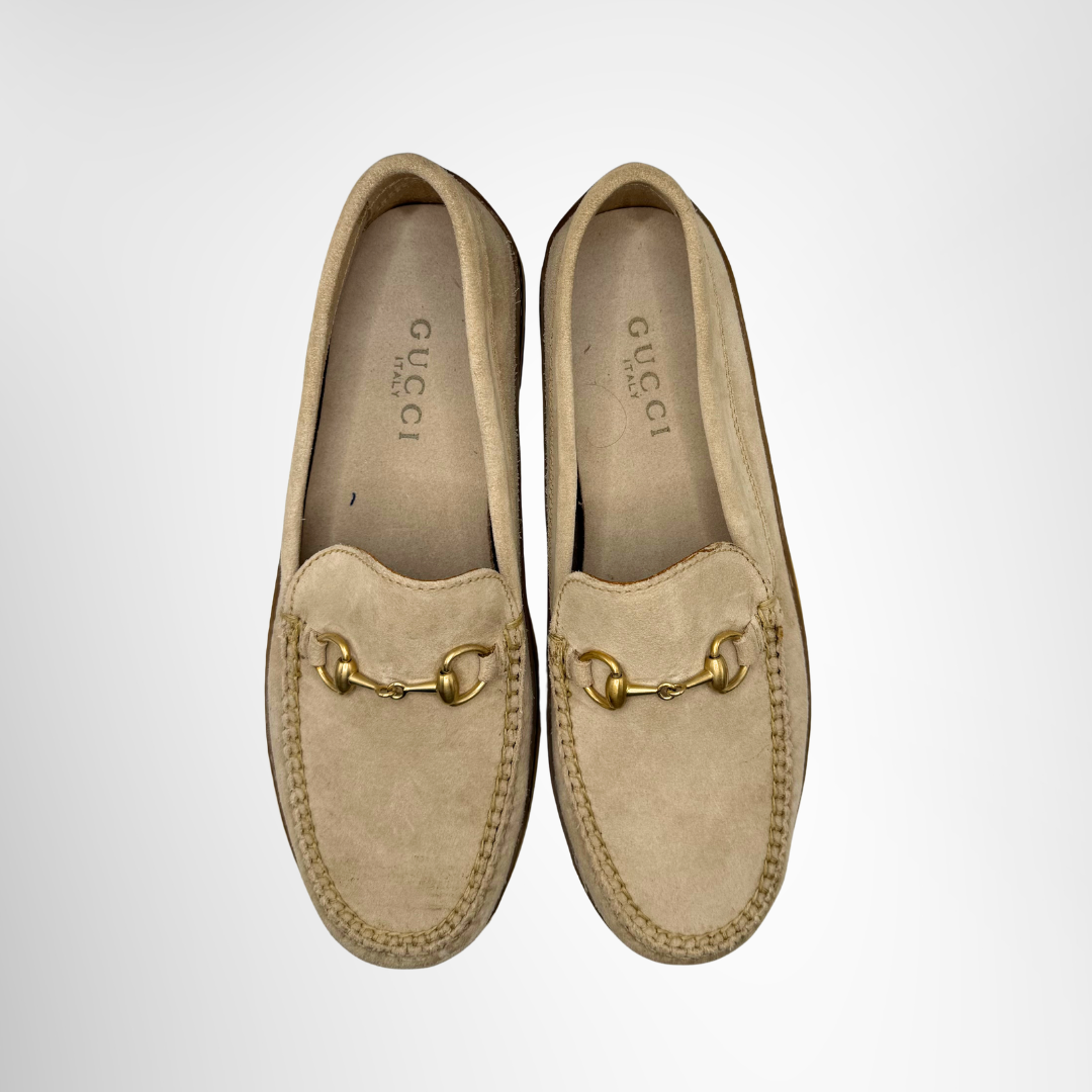 Gucci Preowned Luxury Shoes Horsebit Suede Driver Top View