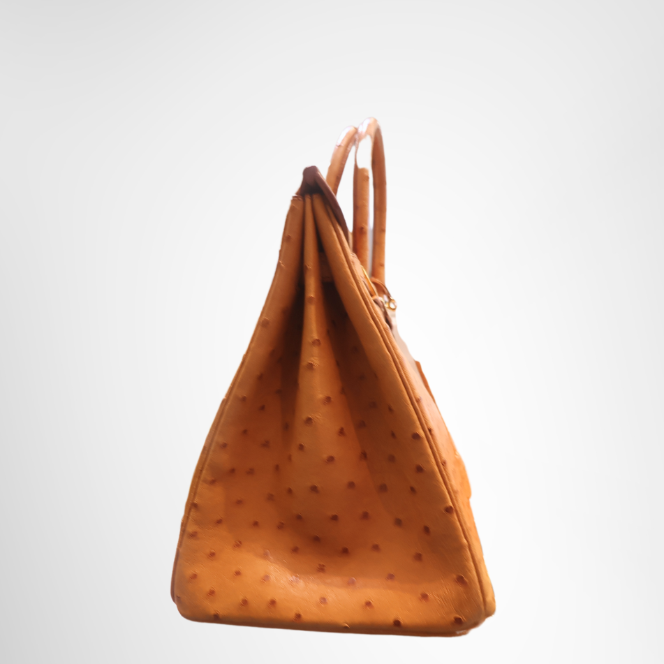 Birkin 35 Bag in Cognac Ostrich Leather