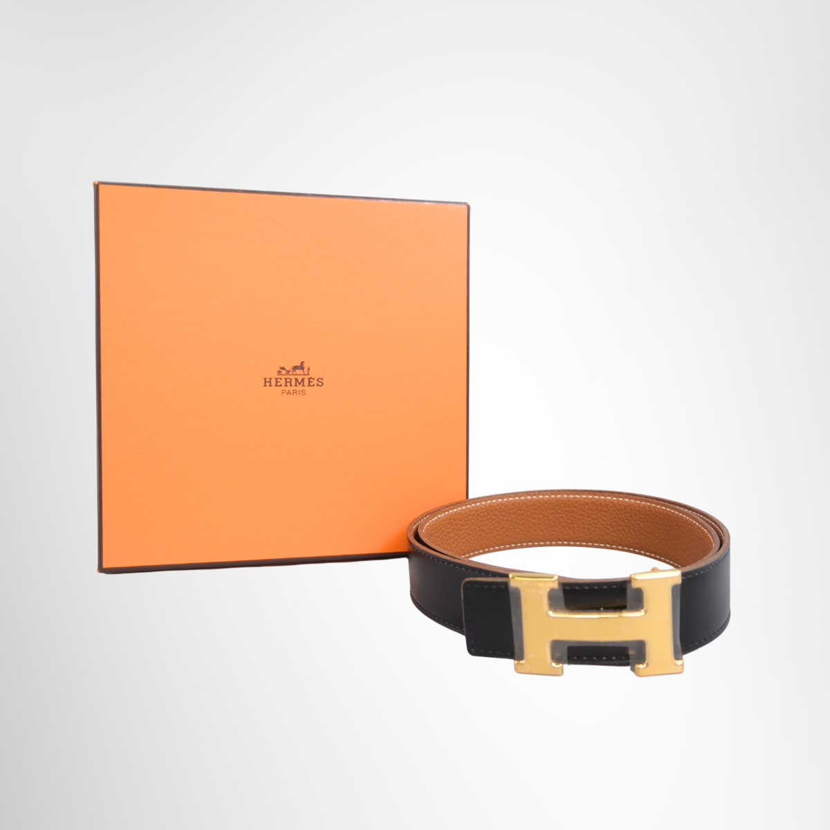 H Constance Reversible Belt in Black and Brown