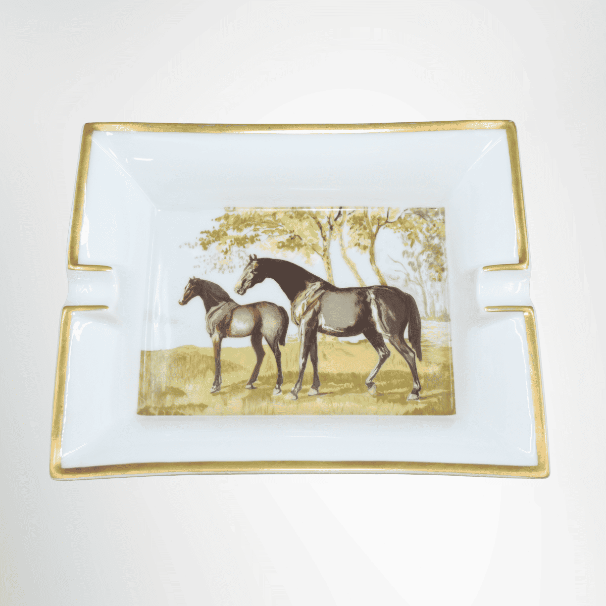 Hermès Horse Motif Porcelain Ashtray