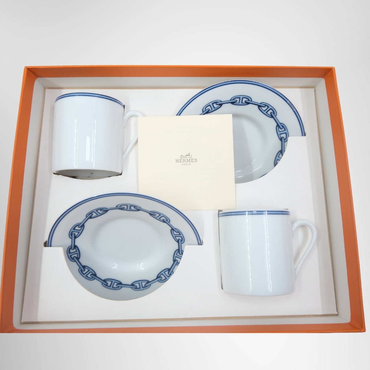 Hermes Chaine d'Ancre Demitasse Cup And Saucer Set In Blue – Pre-Owned Luxury Brand Accessories – Antonio & Co Accessory 