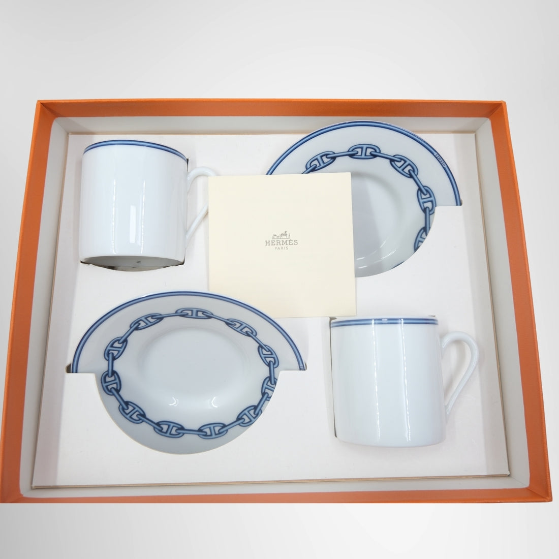 Hermes Chaine d'Ancre Demitasse Cup And Saucer Set In Blue – Pre-Owned Luxury Brand Accessories – Antonio & Co Front Page