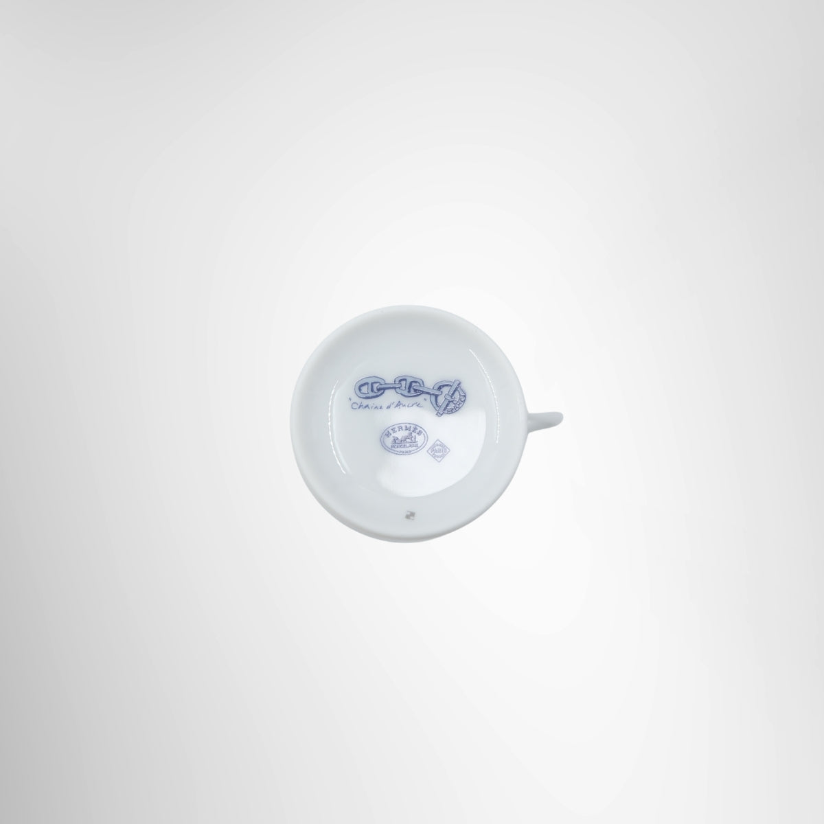 Hermes Chaine d'Ancre Demitasse Cup And Saucer Set In Blue – Pre-Owned Luxury Brand Accessories – Antonio & Co Cup Bottom View 