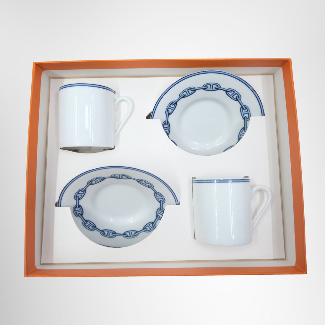 Hermes Chaine d'Ancre Demitasse Cup And Saucer Set In Blue – Pre-Owned Luxury Brand Accessories – Antonio & Co Front Page