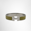 Hermes Preowned Luxury Accessories Clic Clac Green Silver Hardware Front View