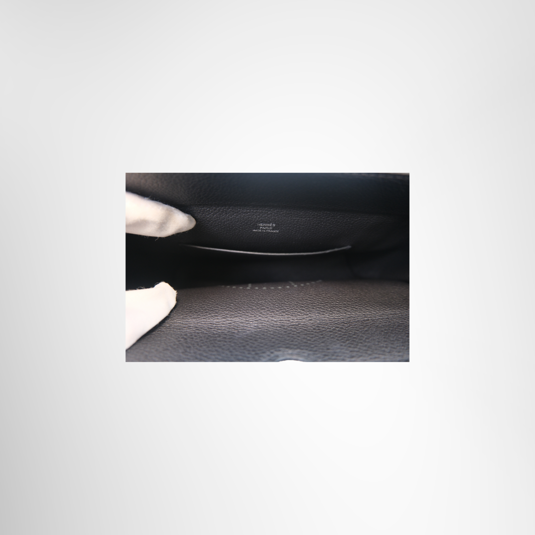 Hermes Preowned Luxury Bag Videpoches Black Interior View