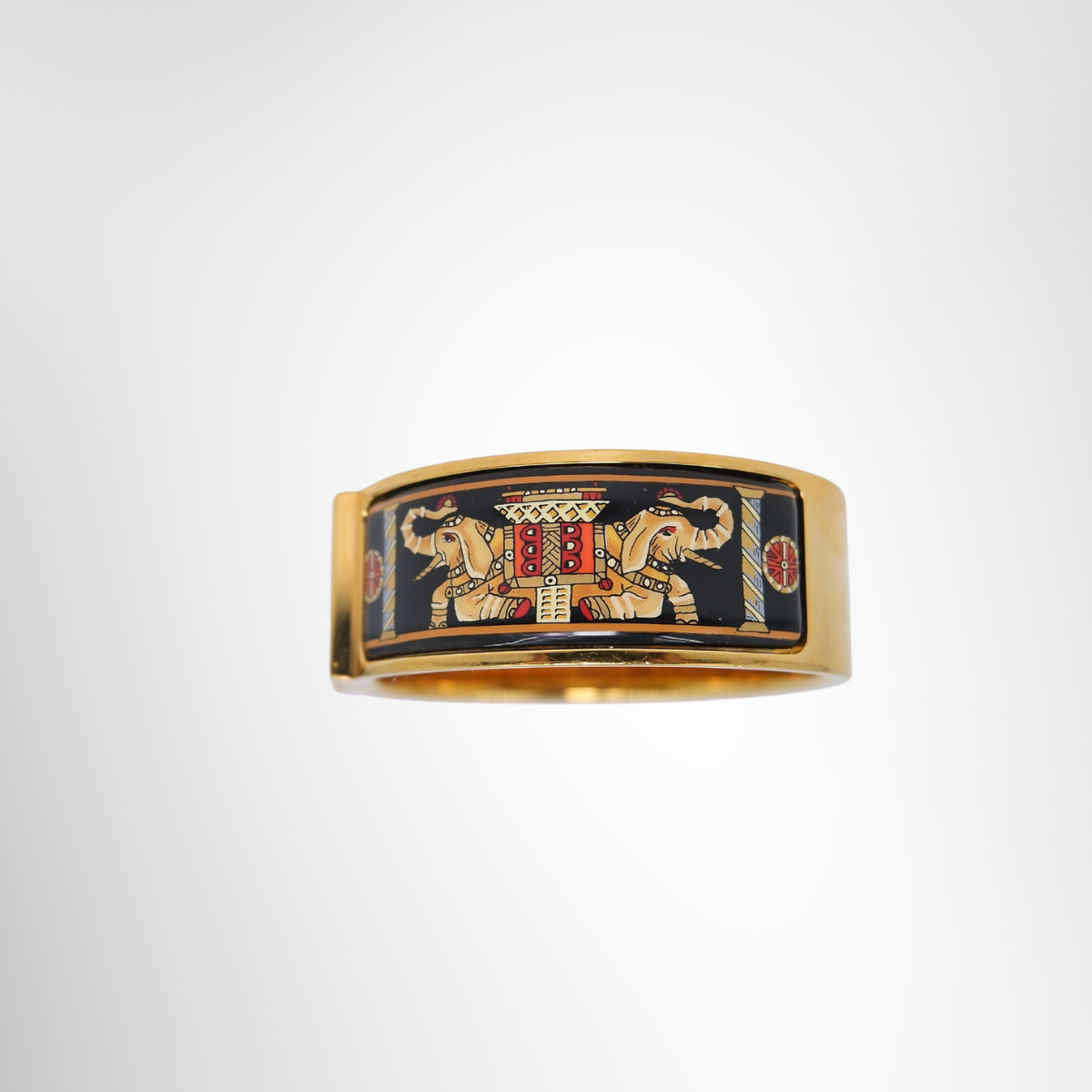 Hermes Preowned Luxury Bracelet Loquet Enamel Hinged Bangle Back View - Antonio & Co.
