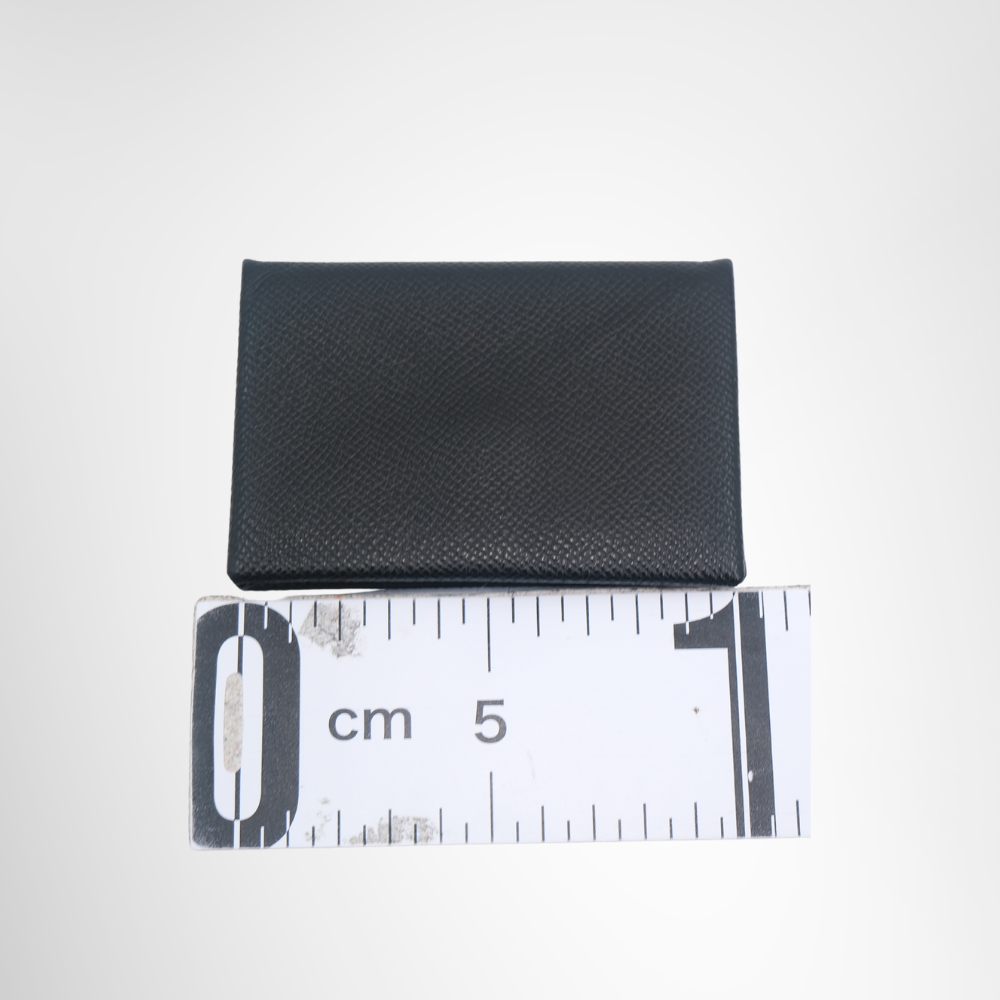 Hermes Preowned Luxury Calvi Card Case in Epsom Leather Wallet Front View - Antonio & Co.