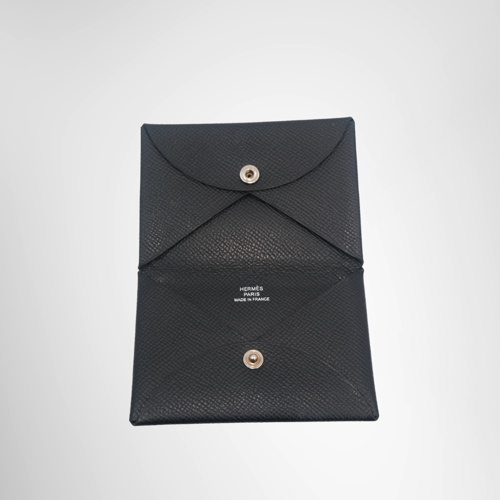 Hermes Preowned Luxury Calvi Card Case in Epsom Leather Wallet Inside View2 - Antonio & Co.