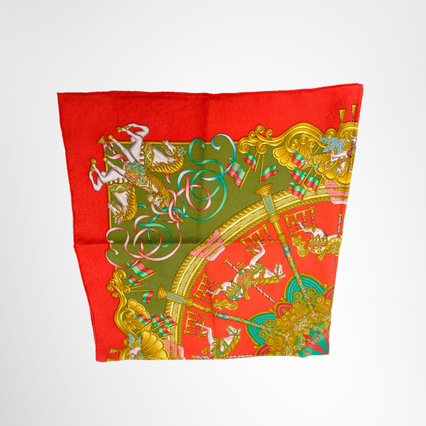Hermes Preowned Luxury Carousel Luna Park Scarf Folded View2 - Antonio & Co.