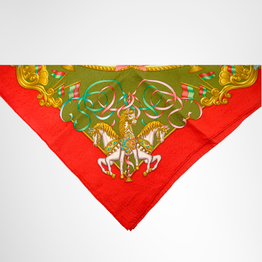 Hermes Preowned Luxury Carousel Luna Park Scarf Folded View3 - Antonio & Co.