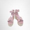Hermes Preowned Luxury Elda Espadrille Sandals Pink Suede Front View