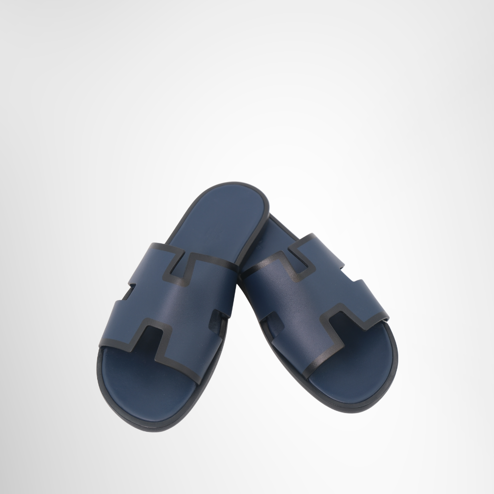 Hermes Preowned Luxury Izmir Sandals Dark Blue Navy Front View