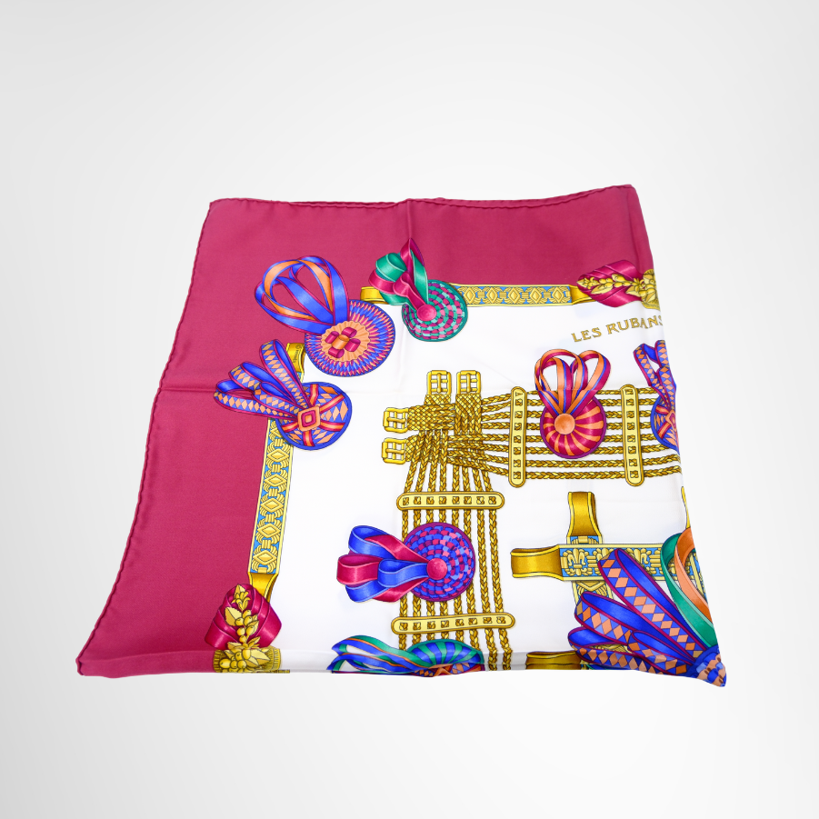 Hermes Preowned Luxury Les Rubans du Cheval Silk Scarf Front View - Antonio & Co.