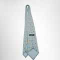 Hermes Preowned Luxury Necktie Light Blue Multicolor Back View With Brand Tag