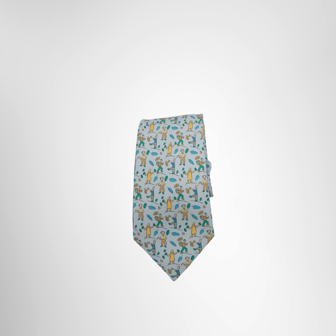 Hermes Preowned Luxury Necktie Light Blue Multicolor Front Page