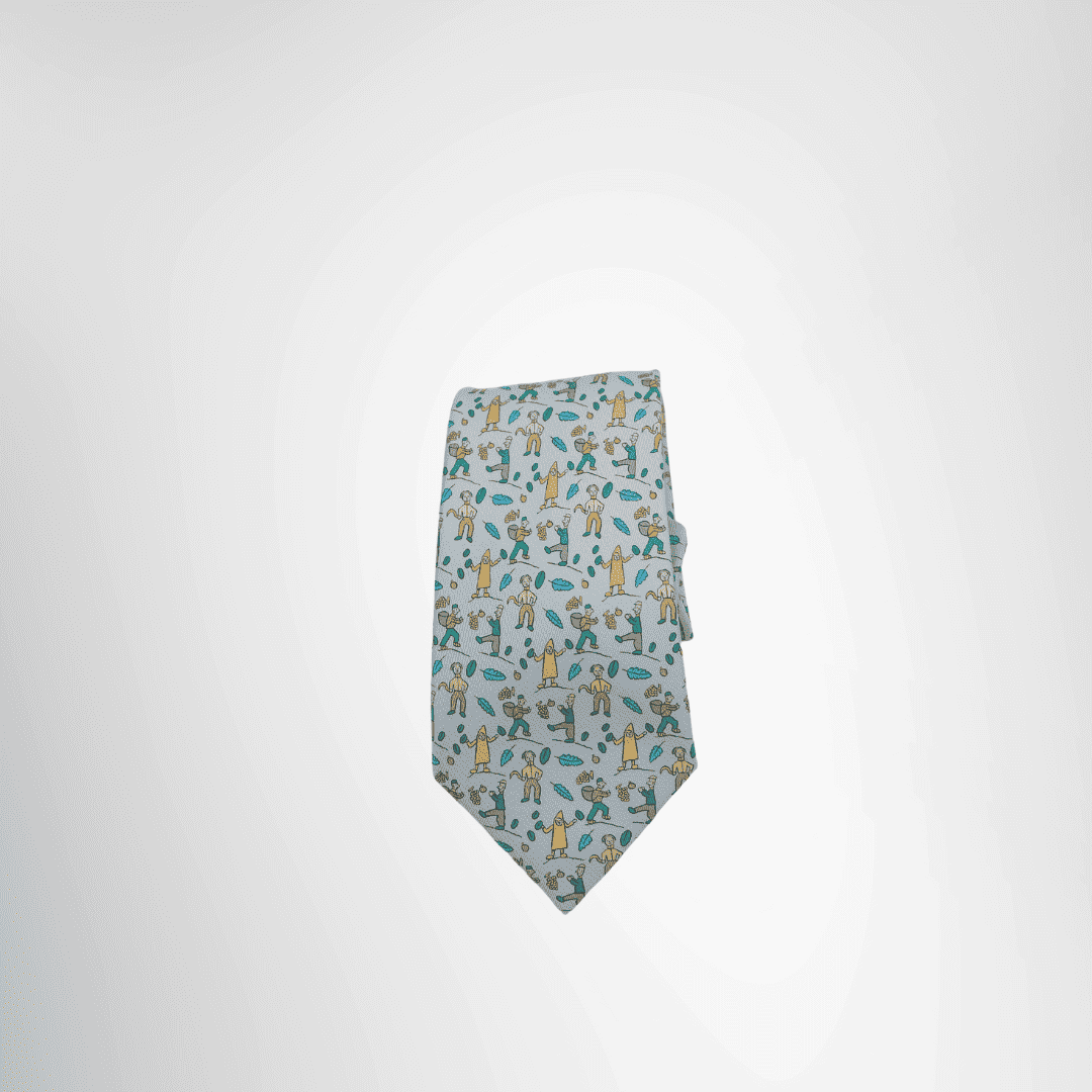 Hermes Preowned Luxury Necktie Light Blue Multicolor Front Page