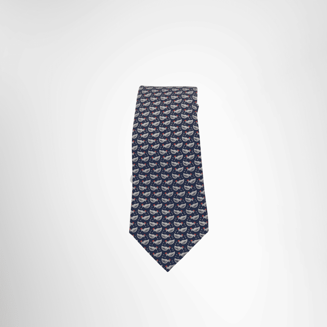 Hermes Preowned Luxury Necktie Navy & White Front Page
