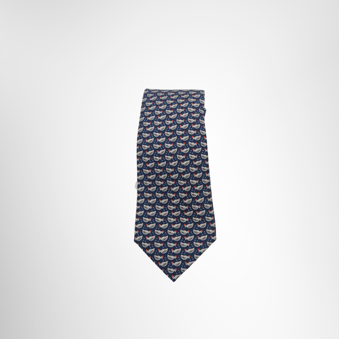 Hermes Preowned Luxury Necktie Navy & White Front Page