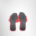 Hermes Preowned Luxury Oran Sandals Bright Pink Woolskin Bottom View