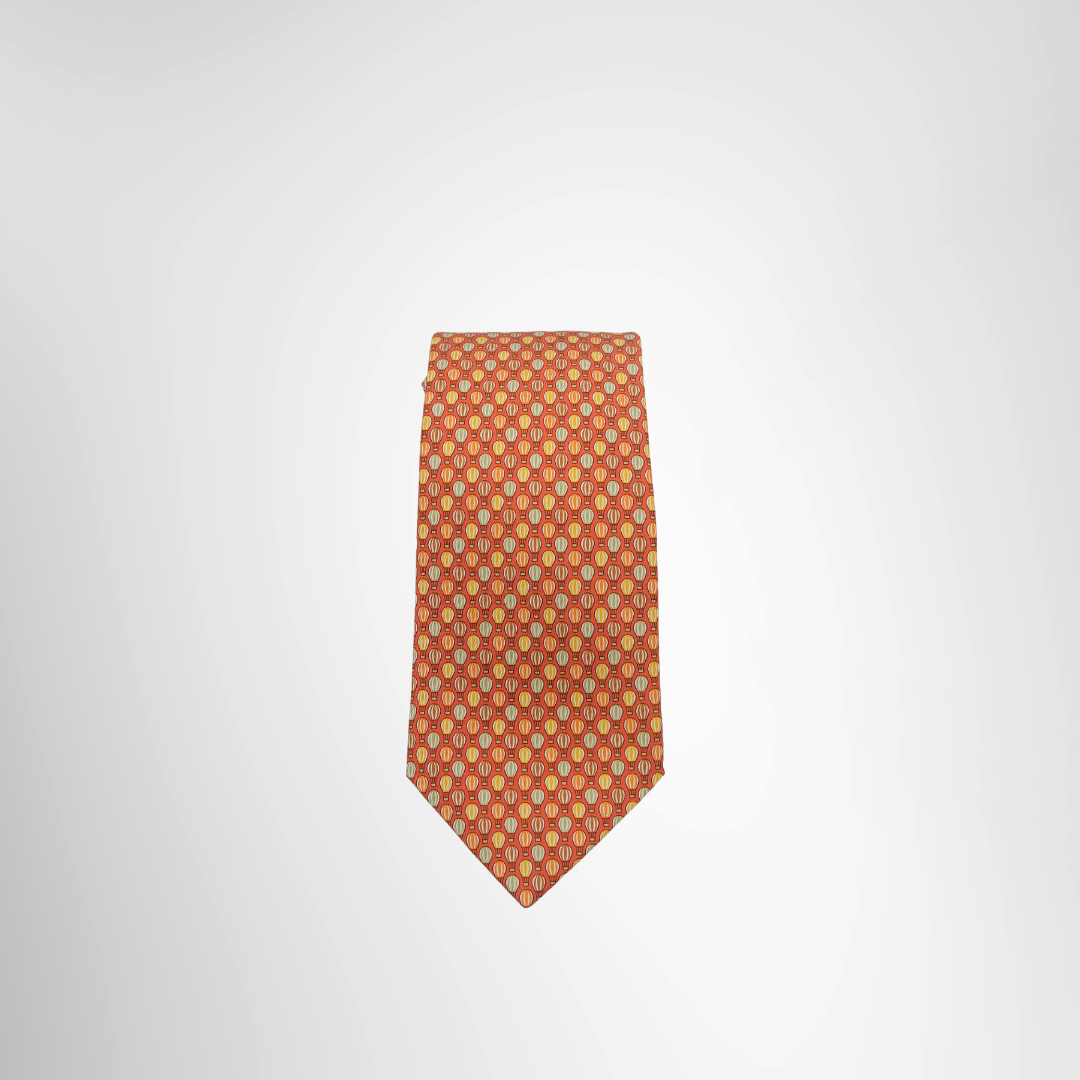 Hermes Preowned Luxury Orange Necktie Front Page