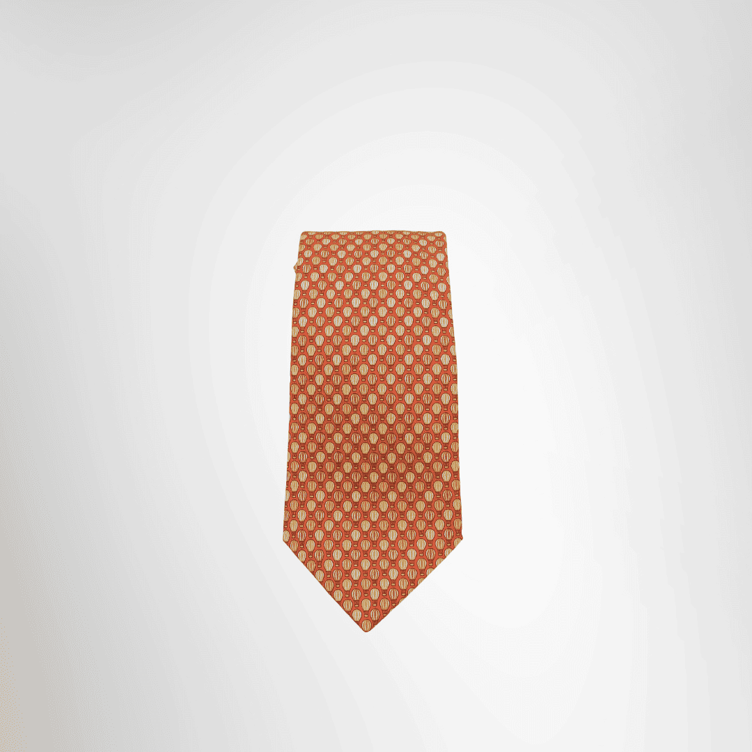 Hermes Preowned Luxury Orange Necktie Front Page