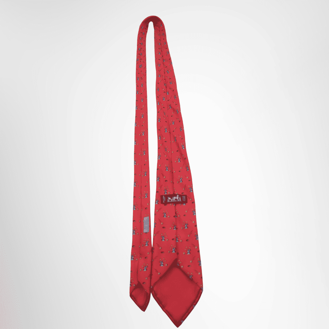 Hermes Preowned Luxury Red Necktie Back View