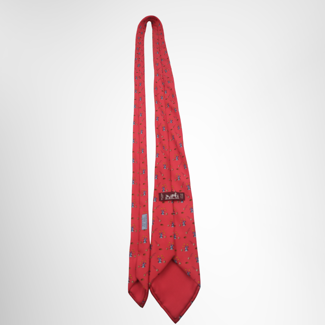 Hermes Preowned Luxury Red Necktie Back View