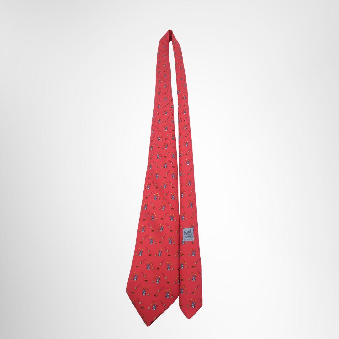 Hermes Preowned Luxury Red Necktie Front View