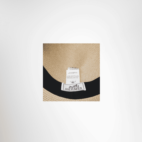 Hermès Preowned Luxury Straw Hat Interior View With Logo Patch