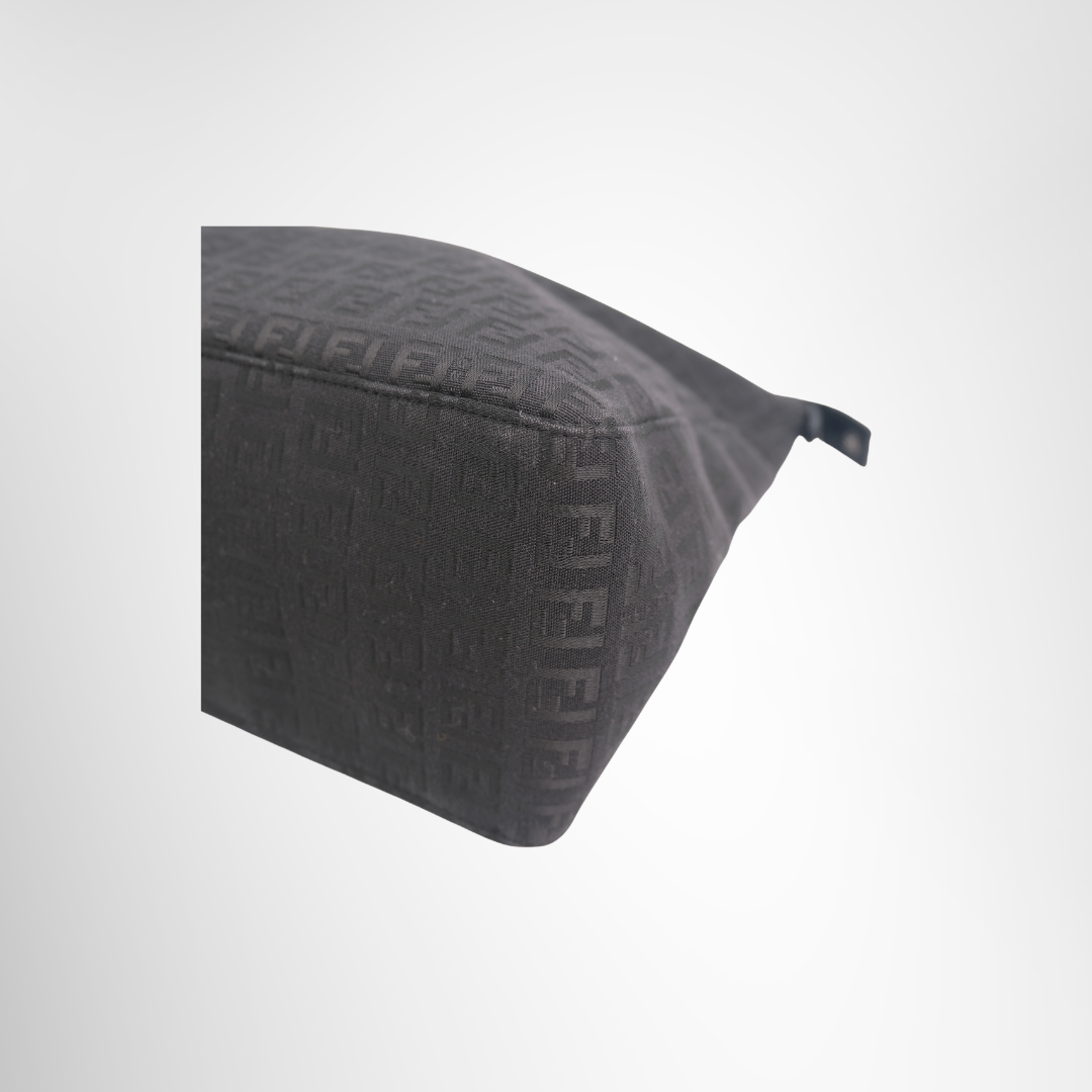 Black Fendi Zucchino Canvas Tote Bag